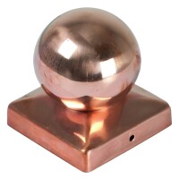 Pfostenabdeckung aus Metall 9 x 9 cm, Kugel Kupfer schützt die Stirnseiten von Holzpfosten, verlängert die Lebensdauer von Holzpfosten,  Art.-Nr.: T&J-17516