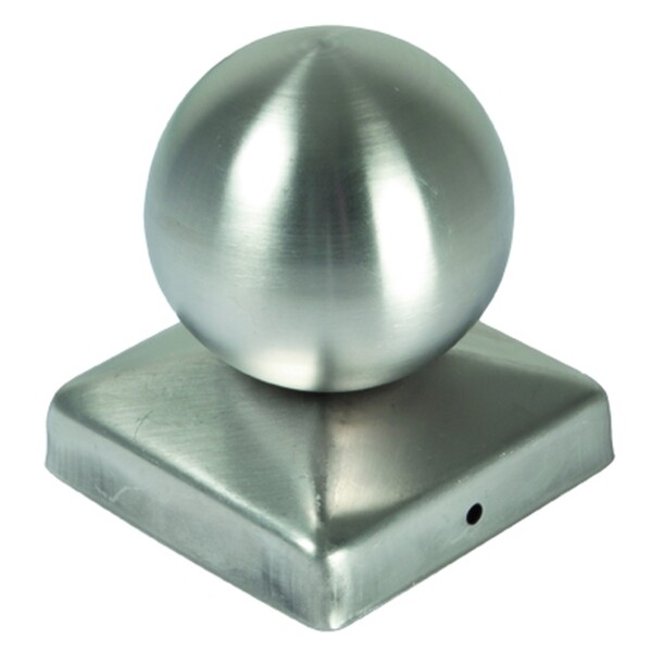 Pfostenabdeckung aus Metall 9 x 9 cm, Kugel Edelstahl schützt die Stirnseiten von Holzpfosten, verlängert die Lebensdauer von Holzpfosten,  Art.-Nr.: T&J-17518