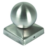 Pfostenabdeckung aus Metall 9 x 9 cm, Kugel Edelstahl schützt die Stirnseiten von Holzpfosten, verlängert die Lebensdauer von Holzpfosten,  Art.-Nr.: T&J-17518