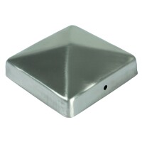 Pfostenabdeckung aus Metall 7 x 7 cm , Pyramide Edelstahl schützt die Stirnseiten von Holzpfosten, verlängert die Lebensdauer von Holzpfosten,  Art.-Nr.: T&J-17526