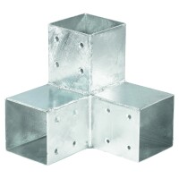 QUATRO-Steckverbinder, Ecke zweifach, für 9 x 9 cm 20 x 20 x 20 cmaus verzinktem Metall, individuelle Gestaltungsmöglichkeiten,  Art.-Nr.: T&J-17541