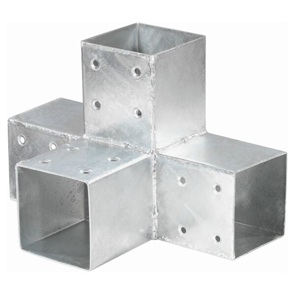 QUATRO-Steckverbinder, Mitte zweifach, für 9 x 9 cm 30,5 x 20 x 20 cmaus verzinktem Metall, individuelle Gestaltungsmöglichkeiten,  Art.-Nr.: T&J-17543