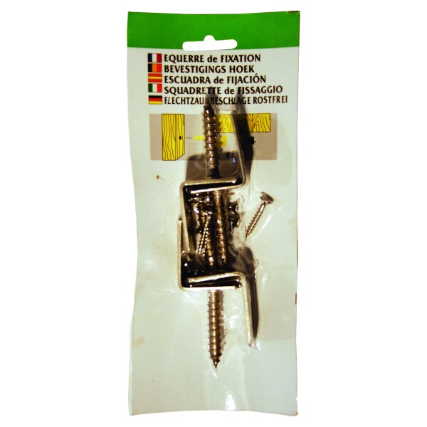 Winkelbeschlag 4er-Karte, V2A, geblistert, mit Schrauben ideal zur Befestigung von Zäunen aus Lärche, Douglasie, zur stabilen und sicheren Befestigung von Holzäunen,  Art.-Nr.: T&J-17604