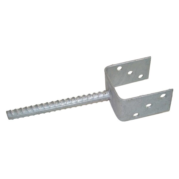 Bodenanker, leicht , feuerverzinkt, für Pfosten 9 x 9 cm stabiler Stahl, verzinkt, mit Riffelstahldolle zum einbetonieren,  Art.-Nr.: T&J-17605