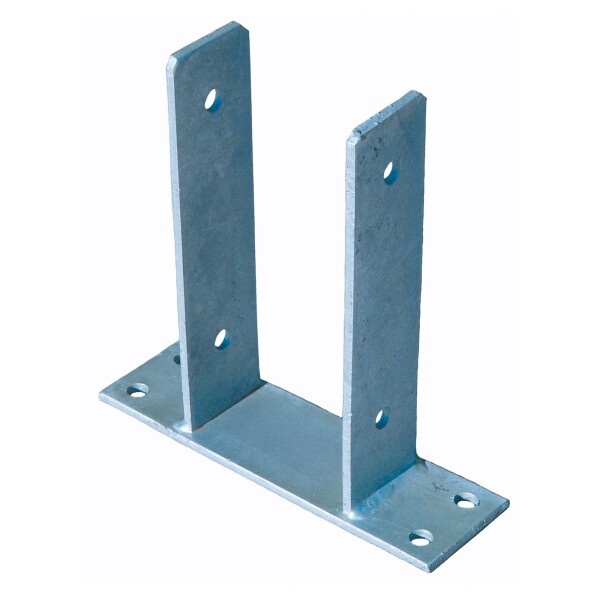 Pfostenträger zum Aufschrauben, feuerverzinkt, für Pfosten 9 x 9 cm mit seitl. Laschestabiler Stahl, verzinkt, ideal zur Befestigung von Vorgartenzäunen,  Art.-Nr.: T&J-17609