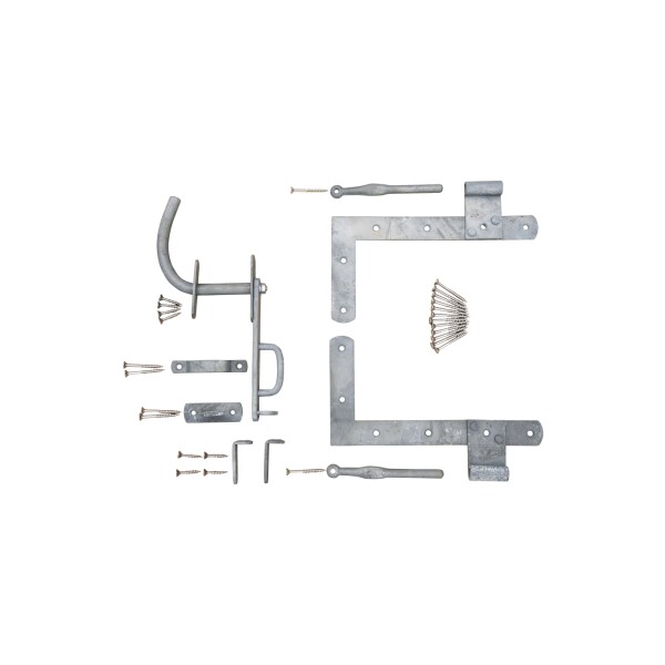 Beschlag f. Lamellen- & Maxi-Zauntor, verzinkt, katonverpackt stabiles Metall, verzinkt, Lieferung inkl. aller Zubehörteile und Schrauben,  Art.-Nr.: T&J-17620