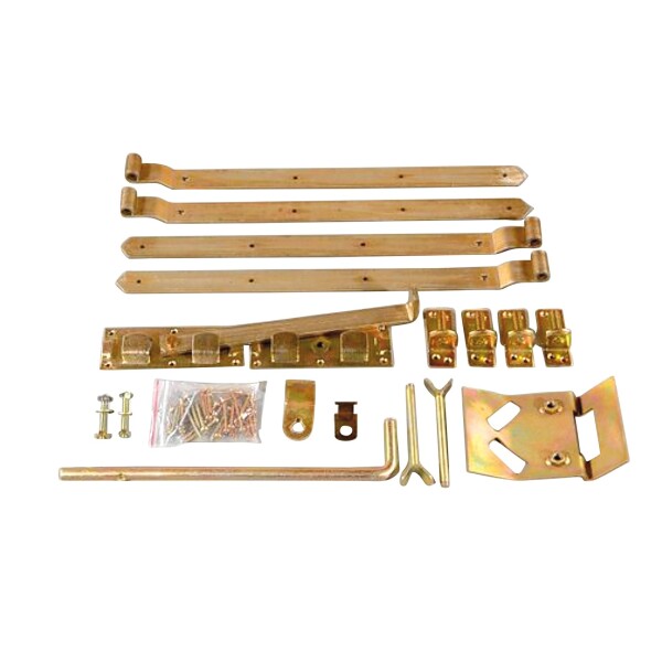 Doppeltor-Beschlag, gelb verzinkt , verzinkt, katonverpackt Überwurfbeschlag, für Torbreiten bis 3 mstabiles Metall, gelb verzinkt, im Karton verpackt, Lieferung inkl. aller Zubehörteile und Schrauben,  Art.-Nr.: T&J-17622