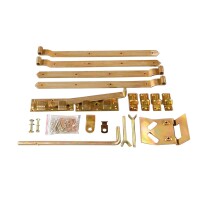 Doppeltor-Beschlag, gelb verzinkt , verzinkt, katonverpackt Überwurfbeschlag, für Torbreiten bis 3 mstabiles Metall, gelb verzinkt, im Karton verpackt, Lieferung inkl. aller Zubehörteile und Schrauben,  Art.-Nr.: T&J-17622