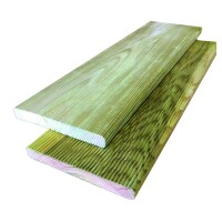 Konstruktionsholz, 19 x 145 x 4000  mm, kdi grün einseitig geriffeltwetterfest imprägniertes Holz, ideal als Terrassenbelag,  Art.-Nr.: T&J-18105