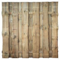 FÜNEN-Serie kdi-grün, 180 x 180 cm, Bretter sägerau, ca. 16mm Riegel 30/80 mm, mit Baumkantewetterfest imprägniertes Holz, die Zaunbretter sind sägerau und können mit Rindenresten sein,  Art.-Nr.: T&J-19311