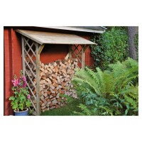 ANNE Kaminholzregal , 180 x 177 x 48/78 cm, kdi-grün wetterfest imprägniertes Holz, ,  Art.-Nr.: T&J-21814