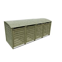 HENRI Mülltonnenabtrennung 4-fach , B 300 x T 90 x H 120 cm, inkl. Rückwand kdi-grünwetterfest imprägniertes Holz, ideal um vier 240 Liter Tonnen aufzunehmen,  Art.-Nr.: T&J-21828