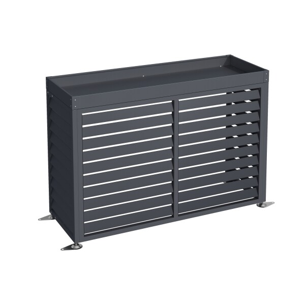ELIAS Wärmepumpenverkleidung ANTHRAZIT, 140 x 50 x 102 cm, mit Pflanzdeckel inkl. Montagematerial, KartonverpacktDie stilvolle ELIAS Wärmepumpenverkleidung aus pulverbeschichtetem, verzinktem Stahl bietet robusten Schutz und modernes Design in Anthrazit.,
