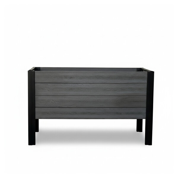 MAINAU-Serie Blumenkübel, 97 x 39 x 58 cm, mit Alu-Füßen PVC charcoal, kartonverpacktMaße 97 × 39 × 58 cm: ca. 150 Liter Volumen – perfekt für Blumen, Sträucher und Deko., Edles Design: PVC-Bretter in Charcoal mit stabilen, schwarzen Alu-Füßen.,  Art.-Nr.