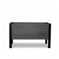 MAINAU-Serie Blumenkübel, 97 x 39 x 58 cm, mit Alu-Füßen PVC charcoal, kartonverpacktMaße 97 × 39 × 58 cm: ca. 150 Liter Volumen – perfekt für Blumen, Sträucher und Deko., Edles Design: PVC-Bretter in Charcoal mit stabilen, schwarzen Alu-Füßen.,  Art.-Nr.