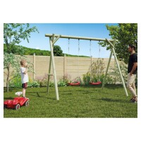 NICLAS Schaukel , 300 x 190 x 220 cm, kdi-grün inkl. 2 Brettschaukelnwetterfest imprägniertes Holz, inkl. Monatgeanleitung und daher schnelle und einfache Montage,  Art.-Nr.: T&J-22201