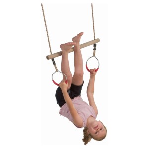 Schaukelstange mit Ringen, Hartholz, PP-Seil für...