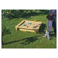 DANI Sandkasten, 120 x 120 x 25 cm, kdi-grün Bretter 16 mm stark, gehobelt, gefastwetterfest imprägniertes Holz, ideal für kleine Gärten,  Art.-Nr.: T&J-22401