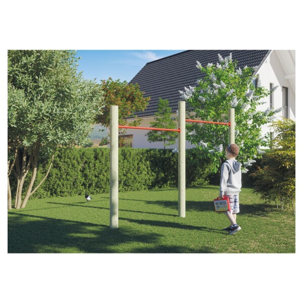 ANNE Turnreck , 286 x 190/210 cm, kdi-grün 12 cm Rundhölzern, zwei Reckstangenwetterfest imprägniertes Holz, ,  Art.-Nr.: T&J-22408