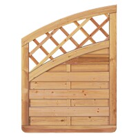 Avantgarde-Serie Doppelbogen-Abschluß, 90 x 120/90 cm, kdi-grün Rahmen 45/68 mm, Lamellen glatt, geschr.wetterfest imprägniertes Holz, stabiler Rahmen 45 x 68 mm, geklammert,  Art.-Nr.: T&J-23936