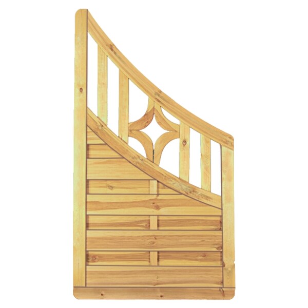 Antikzaun-Serie Doppelbogen-Abschluß, 90 x 160/90 cm, kdi-grün Rahmen 45/68 mm, Lam. genutet, geschr.stabiler Rahmen 45 x 68 mm, geklammert, kräftige Lamellen 8 x 95 mm, genutet,  Art.-Nr.: T&J-25760