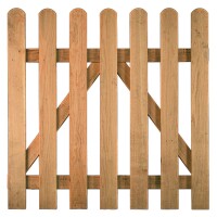 LUKA-Staketenzaun - TOR Eiche , 100 x 100 cm, gerade Latten 20/90 mm, glatt; Riegel 28/70 mmaus unbehandeltem Eichenholz, besonders langlebig,  Art.-Nr.: T&J-26302