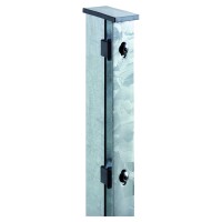 JERRY Zaunpfosten feuerverzinkt, für 2030 mm Zaun, RR60/40 x 2600 mm mit Flachleistezur Befestigung von Doppelstabmatten, inkl. Befestigungshalter für die Metallzäune, inkl. Flachstahlabdeckleiste,  Art.-Nr.: T&J-27228