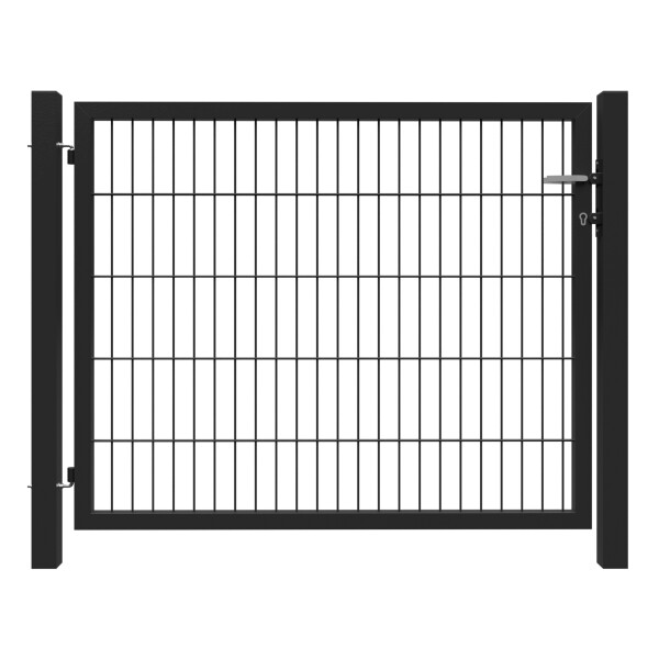 BASIC Einzeltor  RAL 7016 anthrazit, 1000 x 1600 mm, inkl. Pfosten inkl. Beschlägen und Zaunanschlußhohe Stabilität durch Doppelstab-Verarbeitung, Drahtstärke 6/5/6 mm,  Art.-Nr.: T&J-27535
