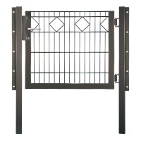 CARO Einzeltor RAL 7016 anthrazit, 1000 x 800 mm inkl. Bfosten und Beschägenhohe Stabilität durch Doppelstab-Verarbeitung, Drahtstärke 6/5/6 mm,  Art.-Nr.: T&J-27561