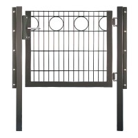 RONDO Einzeltor RAL 7016 anthrazit, 1000 x 1000 mm inkl. Bfosten und Beschägenhohe Stabilität durch Doppelstab-Verarbeitung, Drahtstärke 6/5/6 mm,  Art.-Nr.: T&J-27572