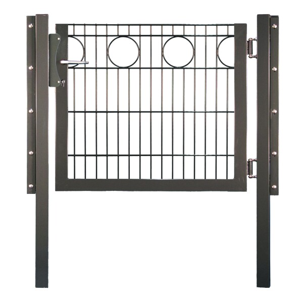 RONDO Einzeltor RAL 7016 anthrazit, 1000 x 1200 mm inkl. Bfosten und Beschägenhohe Stabilität durch Doppelstab-Verarbeitung, Drahtstärke 6/5/6 mm,  Art.-Nr.: T&J-27573