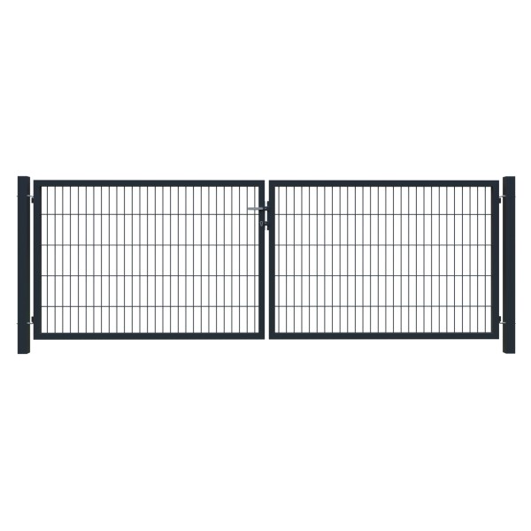 BASIC Doppeltor  RAL 7016 anthrazit, 3000 x 1800 mm, inkl. Pfosten inkl. Beschlägen und Zaunanschlußhohe Stabilität durch Doppelstab-Verarbeitung, Drahtstärke 6/5/6 mm,  Art.-Nr.: T&J-27646