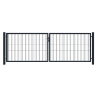 BASIC Doppeltor  RAL 7016 anthrazit, 3000 x 1800 mm, inkl. Pfosten inkl. Beschlägen und Zaunanschlußhohe Stabilität durch Doppelstab-Verarbeitung, Drahtstärke 6/5/6 mm,  Art.-Nr.: T&J-27646