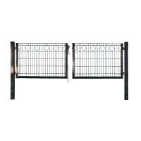 CARO Doppeltor RAL 7016 anthrazit, 3000 x 1200 mm inkl. Pfosten hohe Stabilität durch Doppelstab-Verarbeitung, Drahtstärke 6/5/6 mm,  Art.-Nr.: T&J-27763