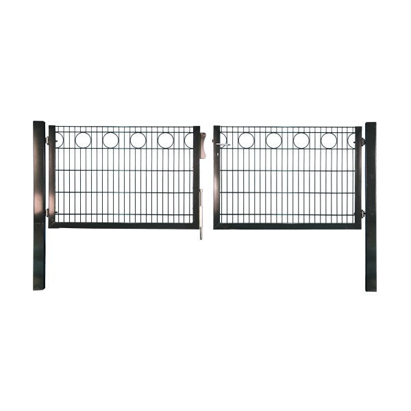 RONDO Doppeltor RAL 7016 anthrazit, 4000 x 1000 mm inkl. Pfosten hohe Stabilität durch Doppelstab-Verarbeitung, Drahtstärke 6/5/6 mm,  Art.-Nr.: T&J-27776