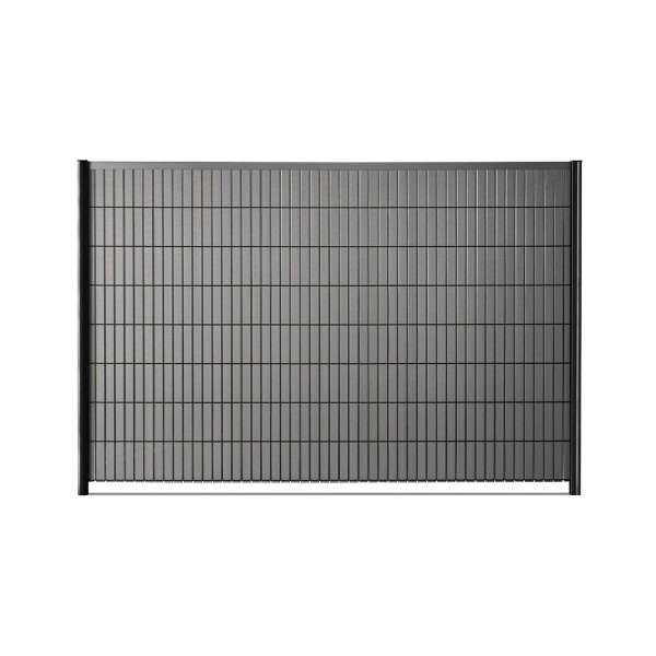 WPC-Streifen für DSM, braun, Set für 1 Feld L250 x H183 cm inkl. Hakenleiste + Alu-AbschlussprofilKomplett-Set für DSM 6/5/6 mm: 48 Streifen à 44 mm + 2 Abschlusslatten + 5 Hakenleisten + Alu-Abdeckleiste. Schnelle Montage und dauerhafter Sichtschutz im G