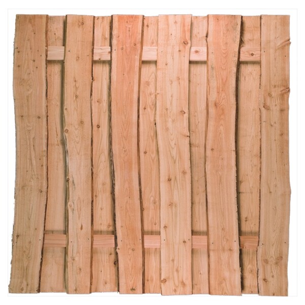 JÜTLAND-Serie Lärche, 180 x 180 cm, Riegel 30/80 mm Bretter sägerau ca. 20mm mit Baumkanteaus unbehandeltem Lärchenholz hergestellt, die Zaunbretter sind sägerau und können mit Rindenresten sein,  Art.-Nr.: T&J-29331