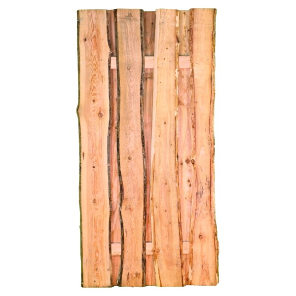 JÜTLAND-Serie Lärche, 90 x 180 cm, 90 x 180 cm, Riegel 30/80 mm Bretter sägerau ca. 20mm mit Baumkanteaus unbehandeltem Lärchenholz hergestellt, die Zaunbretter sind sägerau und können mit Rindenresten sein,  Art.-Nr.: T&J-29333