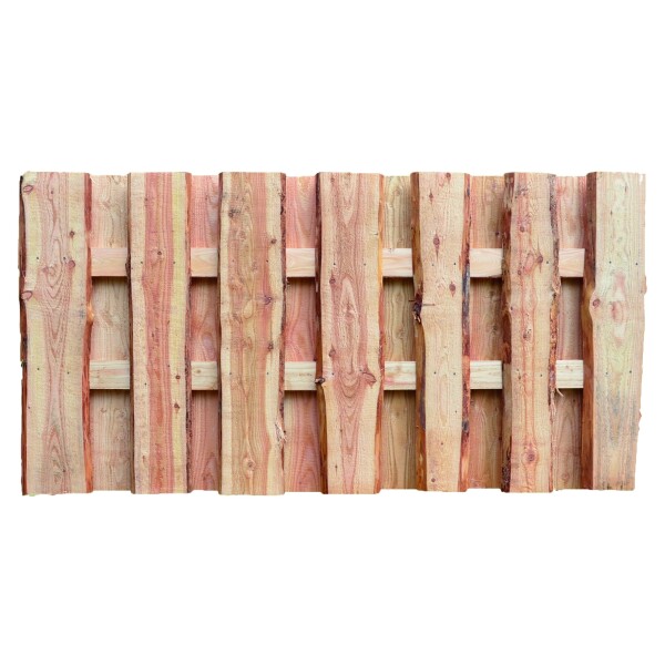 JÜTLAND-Serie Lärche, 180 x 90 cm, 180 x 90 cm, Riegel 30/80 mm Bretter sägerau ca. 20mm mit Baumkanteaus unbehandeltem Lärchenholz hergestellt, die Zaunbretter sind sägerau und können mit Rindenresten sein,  Art.-Nr.: T&J-29334