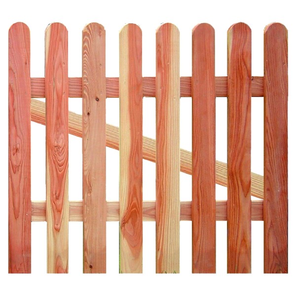 ANHOLT-Serie Vorgartentür Lärche, 100 x 80 cm Latten 18/88 mm, Riegel 24/68 mmZaunlatten 18 x 88 mm, gehobelt, Kopf gerundet, stabile Zaunriegel 24 x 68 mm,  Art.-Nr.: T&J-29342