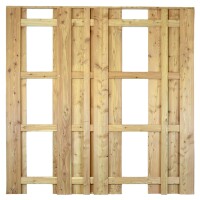 AALBORG-Serie, Lärche, 180 x 180 cm, Riegel 28/70 mm, Lamellen 16/140 mm und 16/60 mmhergestellt aus unbehandeltem Lärchenholz, mit Edelstahlschraubnägeln verschraubt,  Art.-Nr.: T&J-29361