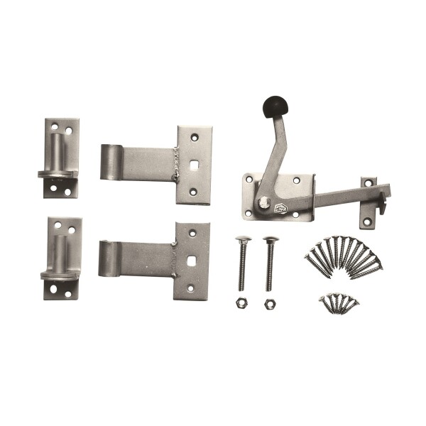 Gartentorbeschlag V2A Edelstahl,  stabiles Metall, verzinkt, Lieferung inkl. aller Zubehörteile und Schrauben,  Art.-Nr.: T&J-33043
