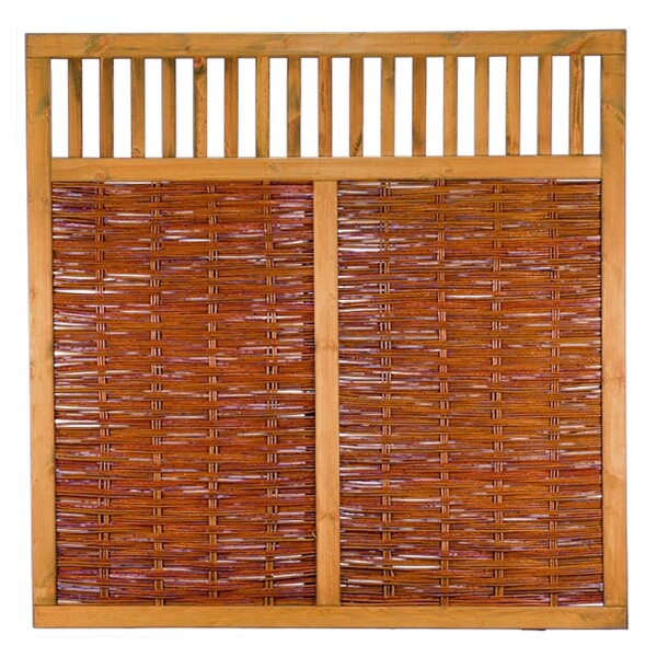 VESUV Weidengeflechtzaun 180 x 180 cm, braun gebeizte Weide dekorativer Sichtschutz aus Weide, die Weidenzweige wurden zum Schutz mit Öl behandelt,  Art.-Nr.: T&J-36165