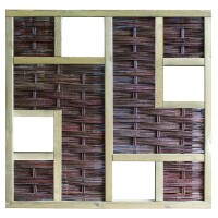 LABO-3D Weidengeflechtzaun, 180 x 180 cm, 4 Fenster Rahmen 70 x 35 mmdekorativer Sichtschutz aus Weide, die Weidenzweige wurden zum Schutz mit Öl behandelt,  Art.-Nr.: T&J-36201