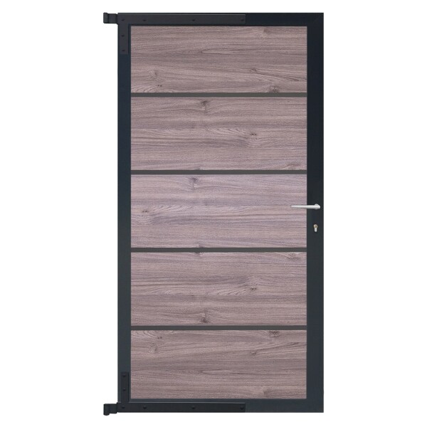 FARÖ-Tor-Komplettset, 90 x 173 cm, Esche-grau/anthrazit der Torrahmen ist aus langlebigem Aluminium, hochwertige Torfüllung,  Art.-Nr.: T&J-44147