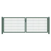 BASIC Doppeltor grün, 3000 x 1600 mm inkl. Pfosten + Beschläge MW 50/200 mmstabile Rundstäbe fest miteinander verschweißt, besonders langlebig,  Art.-Nr.: T&J-44353