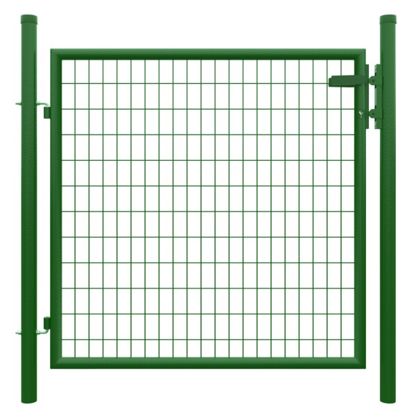 STRONG Einzeltor  RAL 6005 grün, 1250 x 1200 mm inkl. Pfosten + Beschläge MW 50/100 mmextra breiter Durchgang bis zu 120 cm, Öffnungswinkel 90°, stabile Pfosten zum einbetonieren, 60 mm Durchmesser,  Art.-Nr.: T&J-44473