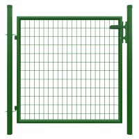 STRONG Einzeltor  RAL 6005 grün, 1250 x 1200 mm inkl. Pfosten + Beschläge MW 50/100 mmextra breiter Durchgang bis zu 120 cm, Öffnungswinkel 90°, stabile Pfosten zum einbetonieren, 60 mm Durchmesser,  Art.-Nr.: T&J-44473