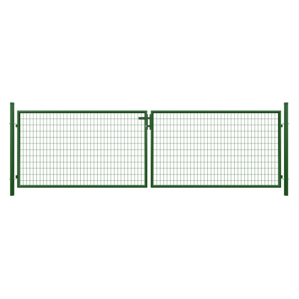 STRONG Doppeltor  RAL 6005 grün, 4000 x 1200 mm inkl. Pfosten + Beschläge MW 50/100 mmextra breiter Durchgang bis zu 400 cm, Öffnungswinkel 90°, stabile Pfosten zum einbetonieren, 60 mm Durchmesser,  Art.-Nr.: T&J-44477