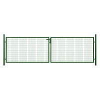 STRONG Doppeltor  RAL 6005 grün, 4000 x 1200 mm inkl. Pfosten + Beschläge MW 50/100 mmextra breiter Durchgang bis zu 400 cm, Öffnungswinkel 90°, stabile Pfosten zum einbetonieren, 60 mm Durchmesser,  Art.-Nr.: T&J-44477